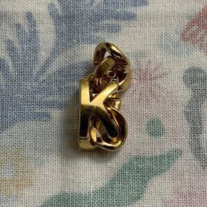 Authentic Bottega Veneta Gold Color 1” Ring Letter K Size 11 USED Made in Italy